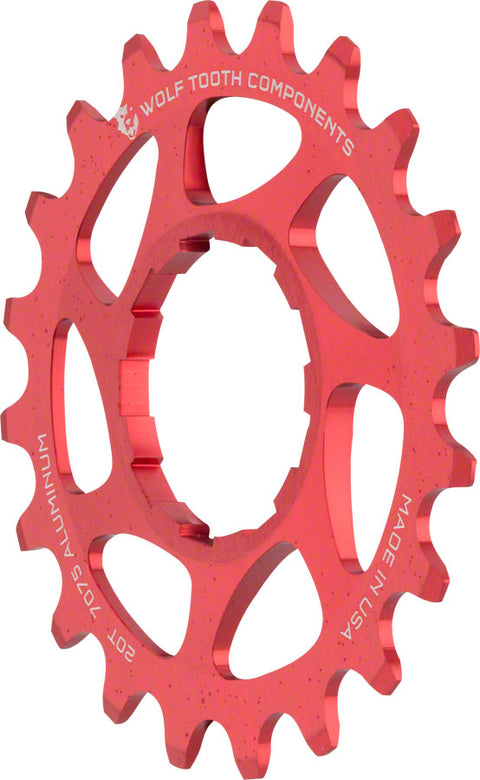 Wolf Tooth Single Speed Aluminum Cog - 20t Compatible with 3/32" Chains Red