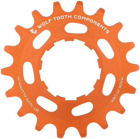 Wolf Tooth Single Speed Aluminum Cog - 18t Compatible 3/32" Chains Orange