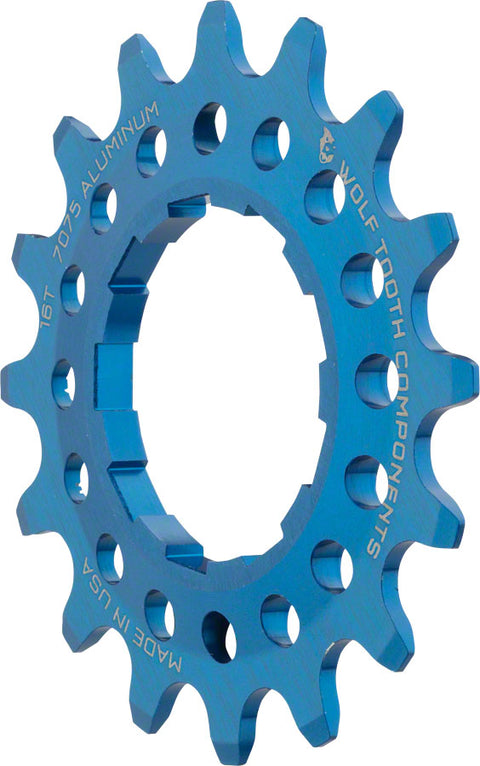 Wolf Tooth Single Speed Aluminum Cog - 16t Compatible with 3/32" Chains Blue