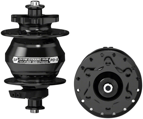SP 8 Series Dynamo Front Hub - PD-8 6V- 3W QR x 100mm 6-Bolt 32H Black