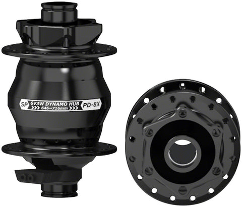 SP 8X Series Dynamo Front Hub - PD-8X-110 6V- 3W 15 x 110mm 6-Bolt 32H Black