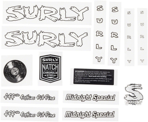 Surly Midnight Special Frame Decal Set - White with Record