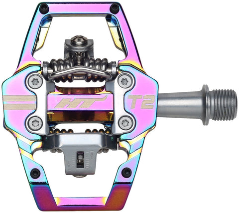 HT Components T2 Pedals - Dual Sided Clipless Platform Aluminum 9/16" Oil Slick
