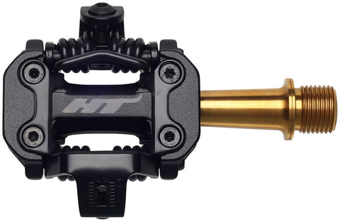 HT Components M2T Pedals - Dual Sided Clipless Aluminum 9/16" Black/Gold
