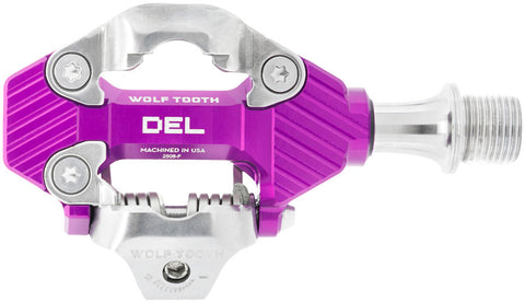 Wolf Tooth DEL Gravel Race Clipless Pedals - Single Sided Clipless Alloy 9/16" Ultraviolet Purple Pair Shimano SPD