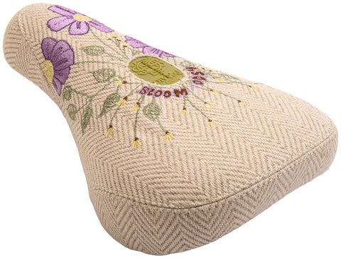 Odyssey X Bloom BMX Seat - Pivotal Cream Corduroy w/ Floral Embroidery Fat