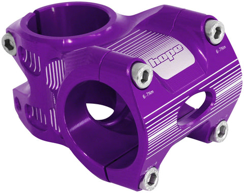 Hope AM/Freeride Stem - 35mm 31.8 Clamp +/-0 1 1/8" Aluminum Purple