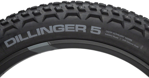 45NRTH Dillinger 5 Tire - 26 x 4.6 Tubeless Folding BLK 120 TPI 258 Concave Carbide Aluminum Studs