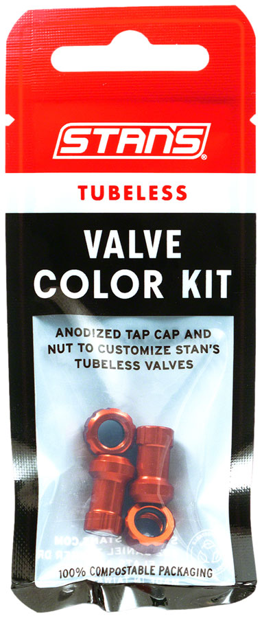 Stans Tubeless Valve Stem Cap Color Kit - Orange Pair
