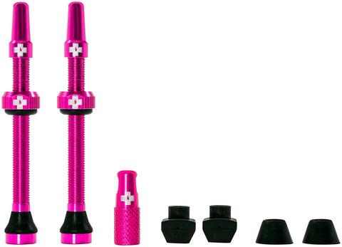 Muc-Off Tubeless Valve Kit: Pink fits Road and Mountain 60mm Pair
