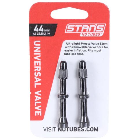 Stans Alloy Presta Valve Stem 44mm Univ Blk Pair >